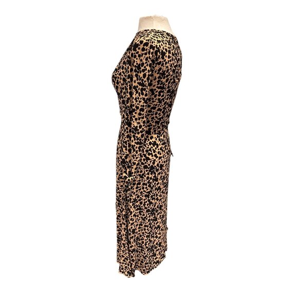 Reformation Leopard Print Midi Dress With Long Sleeves & Tie Cuffs Keyhole Back - Picture 3 of 11